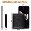 billetera de doble pliegue de hombres delgados rfid minimalista bloqueando múltiples tarjetas billetera de cremallera de cuero con 2 ventanas de identificación para hombres p4d4#