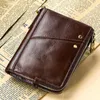 vintage Man Wallet Rfid Small Purse Cow Leather Mini Purse Male Short Wallet Double Zipper Coin Purses Men Wallet Card Holder w9GS#