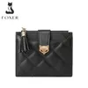 Foxer Brand Women Split Leather Short Wallet Högkvalitativ multifunktionskorthållare Girl's Fi Plaid Dxhets blixtlås Mini-myntväska F4KC#