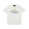 West Wood, Empress Dowager Vivienne Saturn Graffiti Embroidery Loose Casual T-shirt Short Sleeves