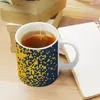 Tassen Blaue und gelbe Pixel Ringelblume Weiße Tasse Kaffee Mädchen Geschenk Tee Milch Tasse Country Music Disk Pinegrove Mo