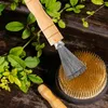 Decorative Flowers Stainless Steel Cleaner Flower Arrangement Tool Japanese Style Floral Convenient Rake Wooden Handle Portable For Frog