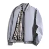 豪華なデザイナーメンズ刺繍バッジジャケット2024SS春秋、ニューマンファッションビジネスカジュアルスタンドカート襟アウターコート格子縞の裏地付きトップス