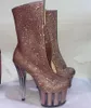 Chaussures de danse Sexy pour femmes, matériau brillant sur une face, talons aiguilles de 17cm, chaussures de spectacle sur scène pour pôle printemps et automne