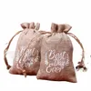 1pc Jute Linen Fabric Drawstring Storage Bag Jewelry Organizer Coin Purse Envirmental Gift Bag Holder D5d8#