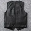 Mäns västar Casual Fashion Cowhide Waistcoat For Man Dermal äkta ko läder Mens Vest Plus Plus Size 5xl Summer Streetwear Weskit