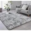 Tapis Tapis Grande Zone Shag 9x12Feet Tie-dye Gris Clair Intérieur Ultra Doux Tapis en Peluche pour Salon Antidérapant Pépinière Fausse Fourrure