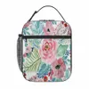 pretty Watercolor Hand Paint Floral Artwork Lunch Tote Cooler Bags Insulated Bag P6OM#