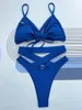 Maillots de bain pour femmes 2024 Côtelé découpé Femme Maillot de bain Taille haute Bikini Femmes Deux pièces Ensemble Baigneur Maillot de bain Swim