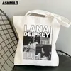 Sac à bandoulière Lana Del Rey Fans imprimés Sacs Femmes Shopper Shop Sacs Filles Carto Toile Fans Sac à main Sac fourre-tout haute capacité 649f #