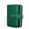 Femmes de ctact court porte-monnaie cadre en métal vert portefeuille en cuir véritable porte-carte de crédit Fi petits portefeuilles pour femme U02c #