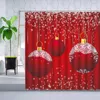 Duschvorhänge Weihnachten roter Vorhang Weihnachtsmann Ball Urlaub Party dekorative Wandtuch Badezimmer Badewanne Polyester