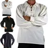 Uomini camicia vintage per uomini camicia pullover camicia del rinascimento medievale camicia per maniche lunghe allaccia