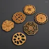 Table Mats 1pc Lotus Shape Drink Coasters Mat Wooden Round Cup Tea Coffee Mug Placemat Home Decoration Kitchen Accessories