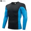 Aparte Colorblock Rash Guard voor heren Lange mouwen UPF 50+ UV-zonbescherming Zwemshirt Compressie Surfen Duiken Wetsuit Tops Zwemkleding