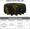 Table Cloth Marble Texture Tablecloth 60 Inch Round Black and Gold Marble Table Cloths Waterproof Table Cloth Cover for Holiday Dinner Party Y240401