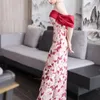 Party Dresses Ladies Elegant Luxury Flower Dress Evening Mermaid Sexy Off Shoulder Red Ball Gown Wedding Long Female Bride Vestido Formal