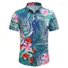 남성 캐주얼 셔츠 셔츠 인쇄 라펠 여름 짧은 슬리브 하와이 하와이 간단한 스타일 매일 휴가 통기성과 편안