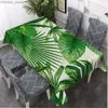 Tkanina tropikalna zielone liście palmowe prostokąta obrusy kuchenne stół do jadalni dekoracje wielokrotnego użytku wodoodporne obrusy weselne dekoracje Y240401