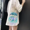 PVC 투명한 명확한 여성 배낭 ITA 가방하라 주쿠 학교 가방 십대 소녀 Rucksack Kawaii 배낭 홀로그램 백팩 W53K#