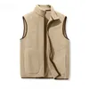 Gilets pour hommes 2024 automne hiver hommes mode polaire couleur unie mâle épais gilets chauds hommes col montant veste décontractée D633