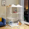 Porte-chats Cages en fer modernes avec clôture de rangement maison intérieure grand espace Villa salon balcon maison chatterie cadre d'escalade