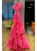 Robes de bal roses avec grand nœud bretelles volants plis froncé sirène robes de soirée abiti da cerimonia robe de soirée Cheap8906591