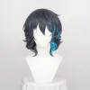 Perucas conjunto estrelas tsumugi aoba fantasia cosplay sintética peruca cabelo resistente ao calor perucas encaracoladas + touca peruca grátis