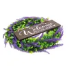 Dekorative Blumen Willkommensgirlande Künstlicher Lavendelkranz Hängende Embleme Holz Hochzeitsfeierdekorationen