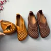 Birkuir – chaussures décontractées rétro ajourées pour femmes, mocassins paresseux en cuir véritable, semelles souples, luxe cousu à talons bas pour dames