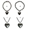 Hanger Kettingen Gotische Kraal Ketting Grote Liefde-Hart Charme Sleutelbeen Punk Zwart Touw Choker Verjaardag Ornament