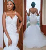 Magnifiques robes de mariée africaines de grande taille 2021 robe de mariée sirène robes de mariée sexy dos ouvert perle dentelle robe de mariée à la main1993240