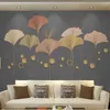 Wallpapers Wellyu Custom Large-scale Mural Creative Ginkgo Leaf Golden Fashion Relief Line TV Background Wallpaper Papel De Parede
