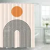Cortinas de chuveiro minimalista elegante abstrato na moda boho moderno banheiro frabic cortina de banho de poliéster à prova d'água com ganchos