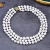 Pendant Necklaces GG 18"-20" 3 Rows Cultured White Baroque Pearl Necklace Keshi Jewelry Women Gifts