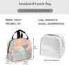 glitter Pink Mermaid Lunch Bag for Women Girls Kids Insulated Picnic Pouch Thermal Cooler Tote Bento Meal Prep Cute Lunch Box E3Bf#