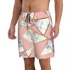Pantaloncini da uomo Costume da bagno da spiaggia Bauli ad asciugatura rapida Marmo Linee geometriche dorate Costumi da bagno Slip Board Beachwear