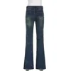 Darlingaga Y2K Grunge Fairycore Chic Skinny Vita bassa Jeans svasati Donna Vintage Estetico Cuore stampato Pantaloni in denim Boot Cut 240314