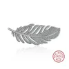 Fashion leaf Feather 925 sterling silver Brooches for Women Corsages with Shining Crystal Brooch Big Scarf Clothes Accessories 240315