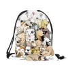 настроить Cute Carto Kitten Puppy Printing Drawstring Сумки с двойными сторонами для женщин и мужчин Школьные путешествия Используйте String Backpack y4FR #