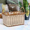 Kitchen Storage Hemoton 1pc Divided Basket Living Room Hand Woven Organizer Portable Sundries