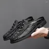 Casual Schuhe Sommer Klassische Halb Männer Echtes Leder Krokodil Muster Mann Hausschuhe Outdoor Maultiere Nicht-slip Mokassins Hombre