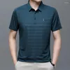 Polos męski Summer Thin-Short-Sleeved T-shirt Loose Lapels Polo Shirt w średnim wieku