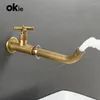 Bathroom Sink Faucets Antique Brass Wall Mounted Lengthened Faucet Household Single Cold Water Mop Pool Toilet Basin Wash Tap