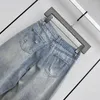 Calças femininas primavera e verão para fazer velhos buracos de cabelo decorados de cintura alta jeans de perna reta