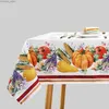 Tableau en tissu automne de Thanksgiving Feuilles de citrouille rectangle décoration de table de cuisine réutilisable nappe de fête décorations de fête Y240401