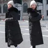 Jaquetas femininas moda inverno grosso quente para baixo algodão parkas acolchoado jaqueta para mulher casual gola de pele com capuz casaco longo outwear