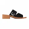 Luxe sandalen Designer damesslippers Zachte schoenen Geborduurd linnen Hoge hak Sandale Sliders hoge kwaliteit casual