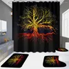 Rideaux de douche Motifs d'arbres colorés Ensemble de rideaux Unique Fantasy Bathrom Tapis antidérapant Toilette Salle de bain Décor