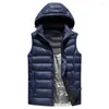 Gilets pour hommes hommes à capuche chauffé sans manches hiver chauffage intelligent chaud extérieur gilet décontracté fermeture éclair haute qualité hommes gilet